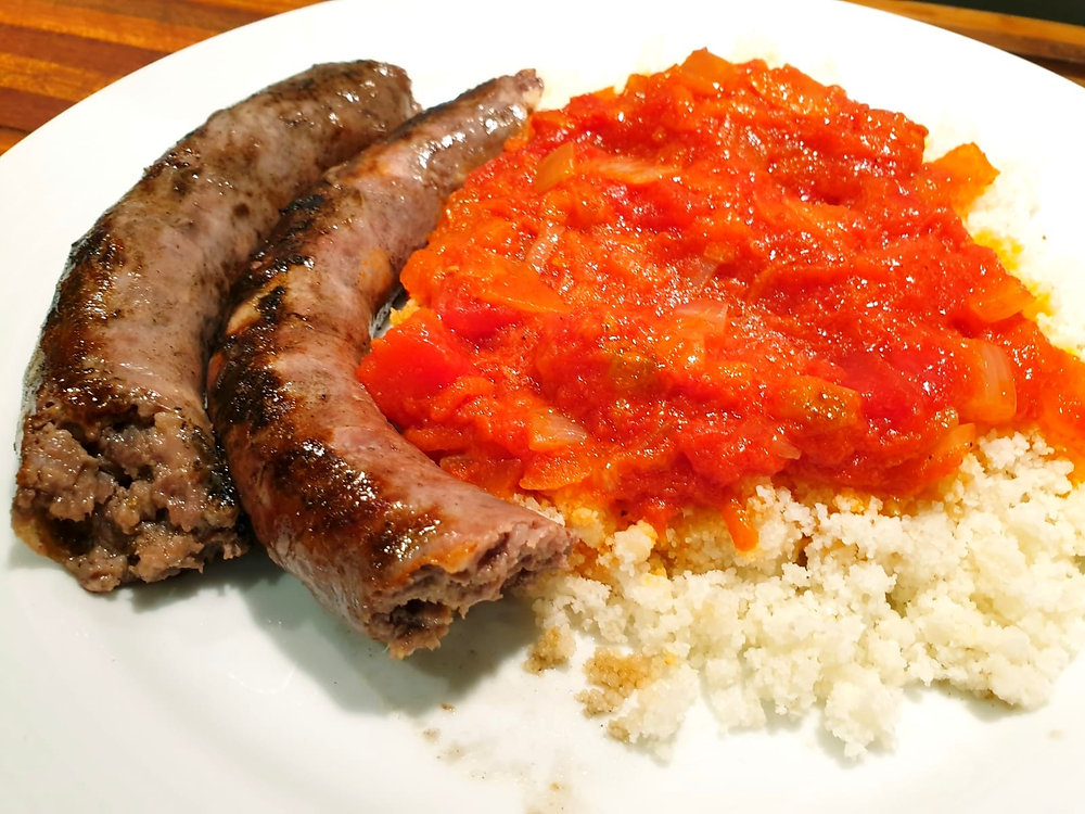 Krummelpap with Smoor and Boerewors
